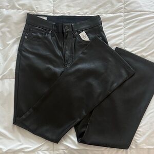NWT GAP women’s high rise vegan leather black flare pants